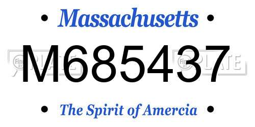 M685437 Massachusetts License Plate