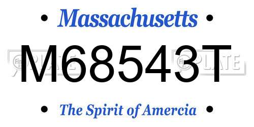 M68543T Massachusetts License Plate