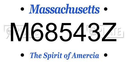 M68543Z Massachusetts License Plate