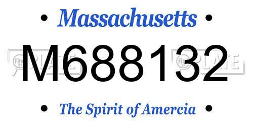 M688132 Massachusetts License Plate