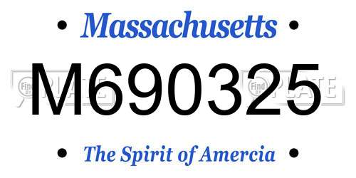 M690325 Massachusetts License Plate