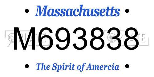 M693838 Massachusetts License Plate
