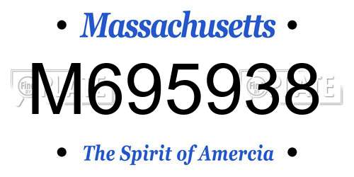 M695938 Massachusetts License Plate