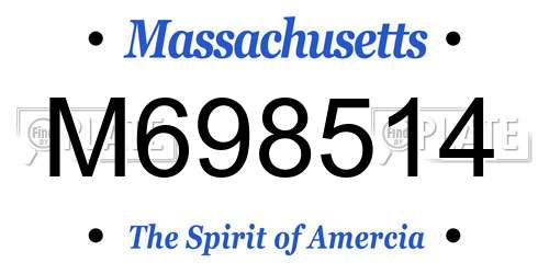 M698514 Massachusetts License Plate