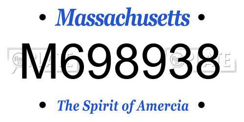M698938 Massachusetts License Plate