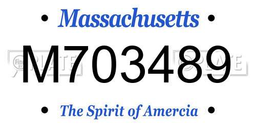 M703489 Massachusetts License Plate