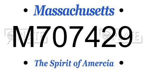 M707429 Massachusetts License Plate