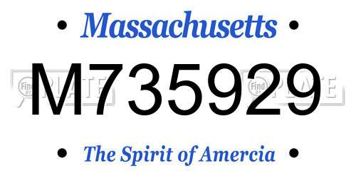 M735929 Massachusetts License Plate