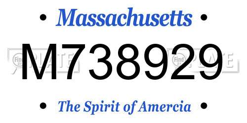 M738929 Massachusetts License Plate
