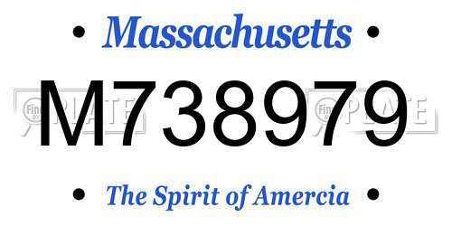 M738979 Massachusetts License Plate