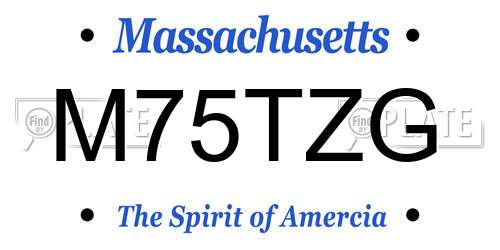M75TZG Massachusetts License Plate