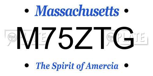 M75ZTG Massachusetts License Plate