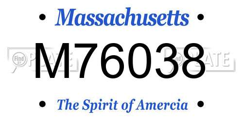 M76038 Massachusetts License Plate