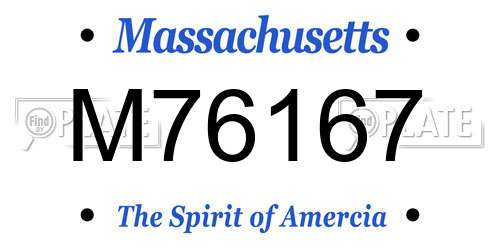 M76167 Massachusetts License Plate