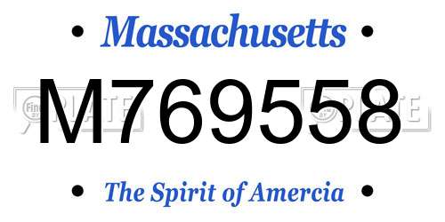 M769558 Massachusetts License Plate