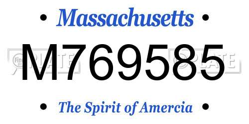 M769585 Massachusetts License Plate