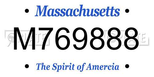 M769888 Massachusetts License Plate