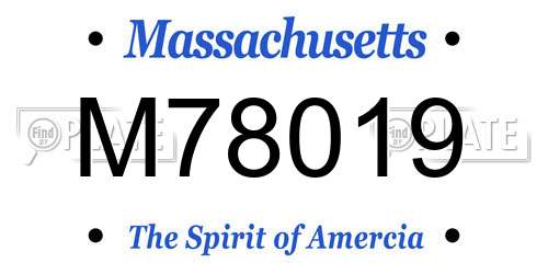 M78019 Massachusetts License Plate