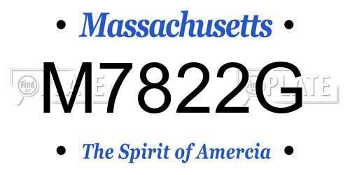 M7822G Massachusetts License Plate