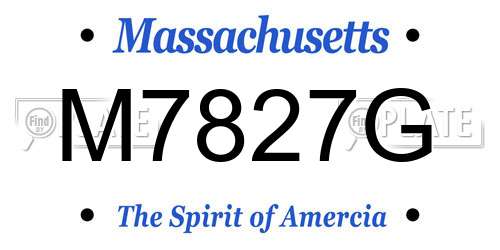 M7827G Massachusetts License Plate