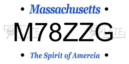 M78ZZG Massachusetts License Plate