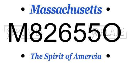 M82655O Massachusetts License Plate