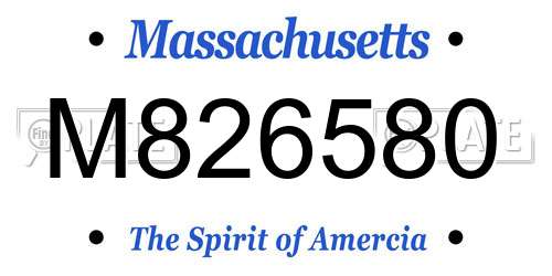M826580 Massachusetts License Plate