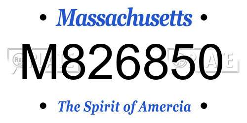 M826850 Massachusetts License Plate