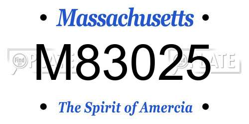 M83025 Massachusetts License Plate