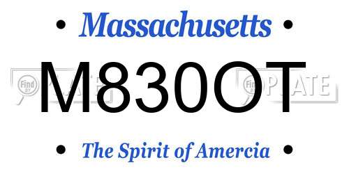 M830OT Massachusetts License Plate