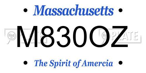M830OZ Massachusetts License Plate