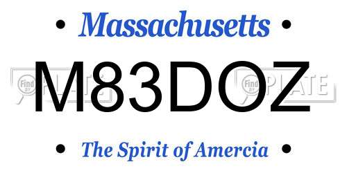 M83DOZ Massachusetts License Plate