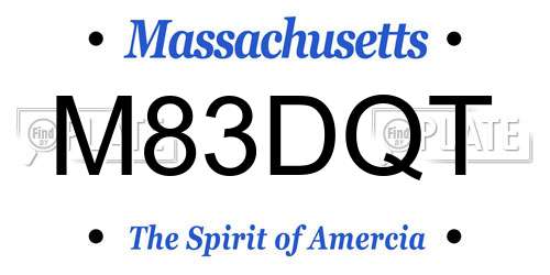 M83DQT Massachusetts License Plate