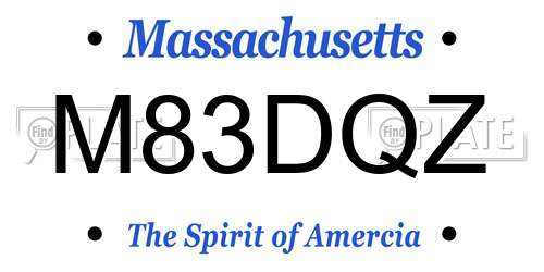 M83DQZ Massachusetts License Plate