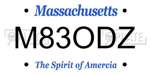 M83ODZ Massachusetts License Plate