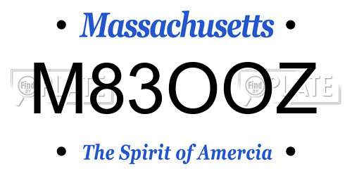 M83OOZ Massachusetts License Plate