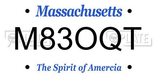 M83OQT Massachusetts License Plate
