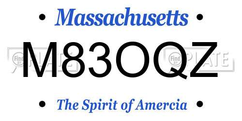 M83OQZ Massachusetts License Plate