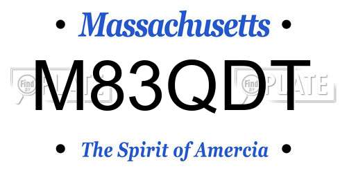 M83QDT Massachusetts License Plate