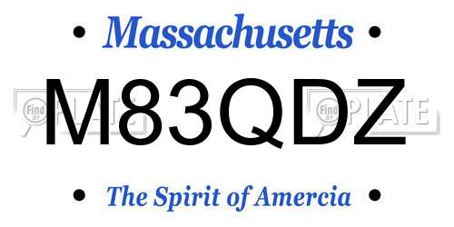 M83QDZ Massachusetts License Plate