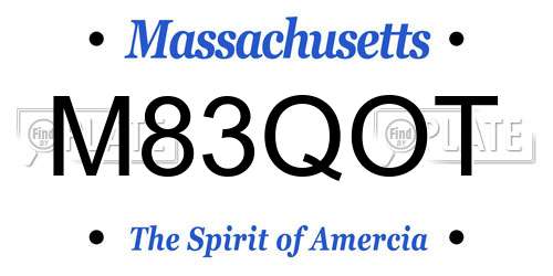M83QOT Massachusetts License Plate