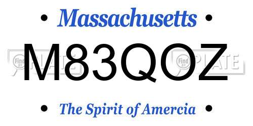 M83QOZ Massachusetts License Plate