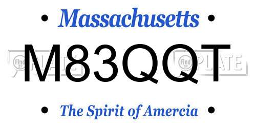 M83QQT Massachusetts License Plate