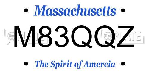 M83QQZ Massachusetts License Plate