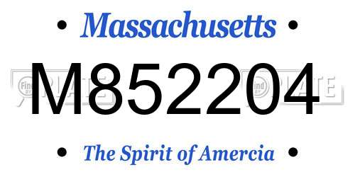 M852204 Massachusetts License Plate