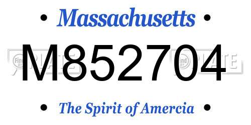 M852704 Massachusetts License Plate