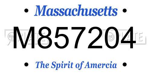 M857204 Massachusetts License Plate