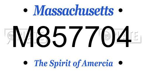M857704 Massachusetts License Plate