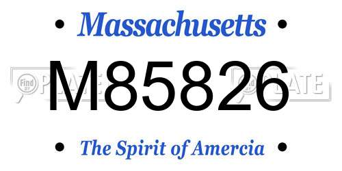 M85826 Massachusetts License Plate