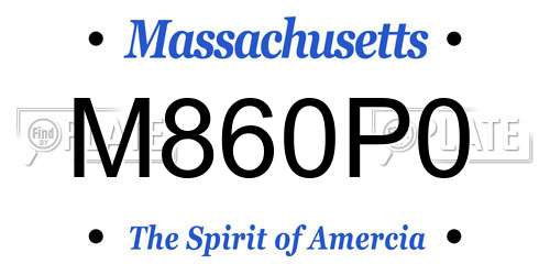 M860P0 Massachusetts License Plate